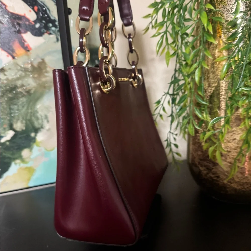 Michael Kors Burgundy Clutch with Gold Accents - Picture 3 of 7